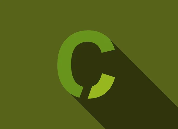 Буква Длинной Тенью Зеленые Цвета Резки Стиль Logo Brand Label — стоковый вектор
