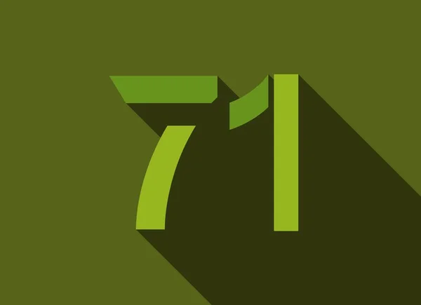 Номер Довгою Тінь Зеленого Кольору Стиль Різання Логотипу Бренду Елементів — стоковий вектор