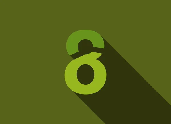 Uzun Gölgeli Numara Yeşil Kesim Stili Logo Marka Etiketi Tasarım — Stok Vektör