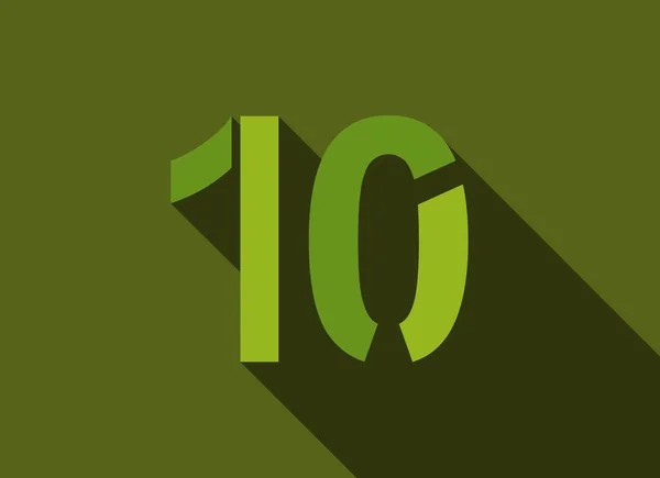 Número Con Sombra Larga Colores Verdes Estilo Corte Para Logotipo — Archivo Imágenes Vectoriales