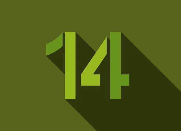 Liczba Długim Cieniem Zielone Kolory Cięcia Stylu Logo Marka Elementy — Wektor stockowy