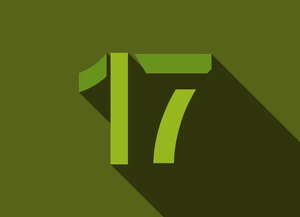 Número Con Sombra Larga Colores Verdes Estilo Corte Para Logotipo — Archivo Imágenes Vectoriales