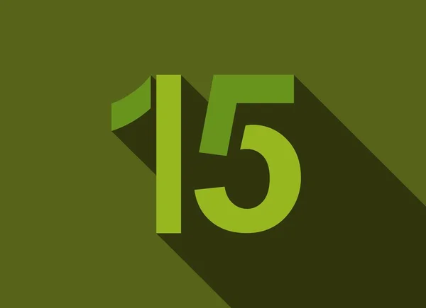 Номер Довгою Тінь Зеленого Кольору Стиль Різання Логотипу Бренду Елементів — стоковий вектор