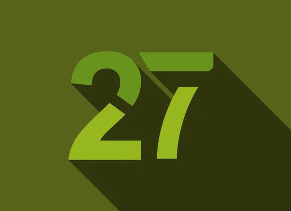 Numero Con Ombra Lunga Colori Verdi Stile Taglio Logo Marchio — Vettoriale Stock