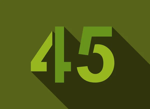 Nummer Met Lange Schaduw Groene Kleuren Snijstijl Voor Logo Merklabel — Stockvector