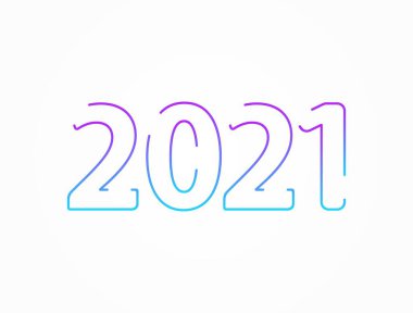 2021 yeni yıl vektör tasarım şablonu. Modern gradyan sayı. Beyaz arka planda modaya uygun, dinamik yaratıcı tarz tasarımı