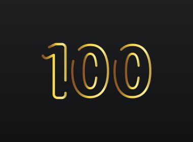 100. yıl dönümü kutlamaları numara vektörü, modern ve zarif altın tasarım. Eps10 illüstrasyon         