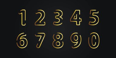 Yıl dönümü kutlamaları, modern ve zarif altın tasarım seti. Eps10 vektör illüstrasyonu         