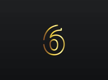 6. Yıldönümü kutlama numarası vektörü, modern ve zarif altın tasarım. Eps10 illüstrasyon         