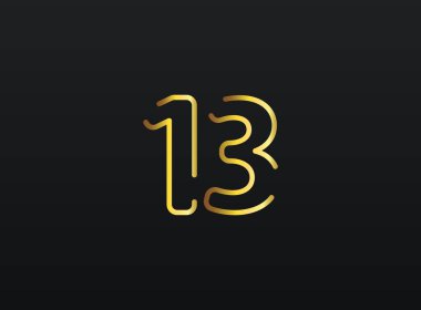 13. Yıldönümü kutlama numarası vektörü, modern ve zarif altın tasarım. Eps10 illüstrasyon         