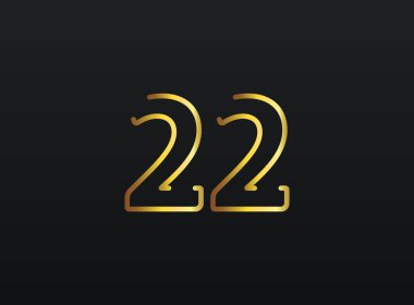 22. Yıldönümü kutlama numarası vektörü, modern ve zarif altın tasarım. Eps10 illüstrasyon         