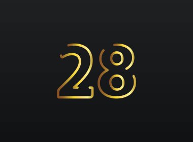 28. Yıldönümü kutlama numarası vektörü, modern ve zarif altın tasarım. Eps10 illüstrasyon         