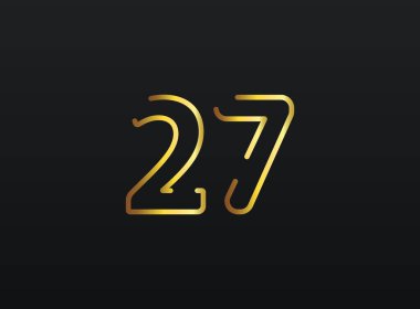 27. Yıldönümü kutlama numarası vektörü, modern ve zarif altın tasarım. Eps10 illüstrasyon         