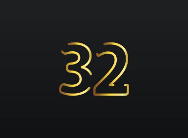 32. Yıldönümü kutlama numarası vektörü, modern ve zarif altın tasarım. Eps10 illüstrasyon         