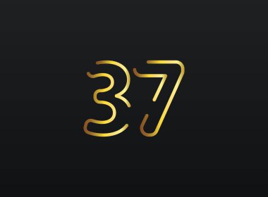 37. Yıldönümü kutlama numarası vektörü, modern ve zarif altın tasarım. Eps10 illüstrasyon         