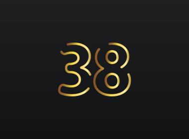38. Yıldönümü kutlama numarası vektörü, modern ve zarif altın tasarım. Eps10 illüstrasyon         