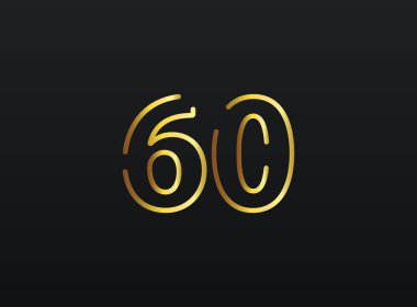 60. Yıl Yıldönümü kutlama numarası vektörü, modern ve zarif altın tasarım. Eps10 illüstrasyon         