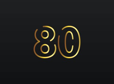 80. Yıldönümü kutlamaları numara vektörü, modern ve zarif altın tasarım. Eps10 illüstrasyon         