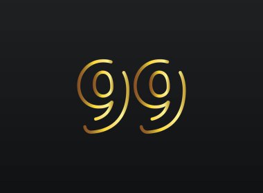 99. Yıldönümü kutlamaları numara vektörü, modern ve zarif altın tasarım. Eps10 illüstrasyon         