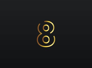 8. Yıldönümü kutlama numarası vektörü, modern ve zarif altın tasarım. Eps10 illüstrasyon         