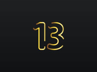 13. Yıldönümü kutlama numarası vektörü, modern ve zarif altın tasarım. Eps10 illüstrasyon         