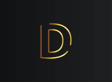 D numara logosu, modern ve zarif altın tasarım. Eps10 vektör illüstrasyonu         