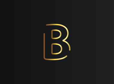 B numara logo, modern ve zarif altın tasarım. Eps10 vektör illüstrasyonu         
