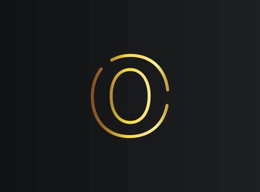 O numara logo, modern ve zarif altın tasarım. Eps10 vektör illüstrasyonu         