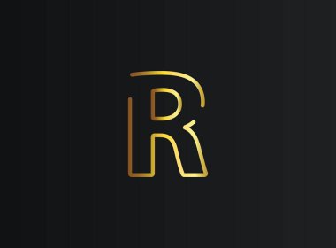 R numara logosu, modern ve zarif altın tasarım. Eps10 vektör illüstrasyonu         