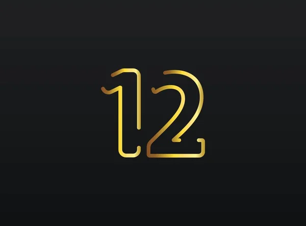 12周年記念番号ベクトル 現代的でエレガントな黄金のデザイン 第十話図 — ストックベクタ