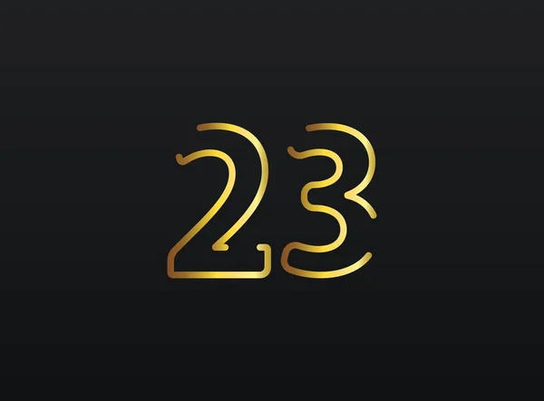 23周年庆祝数字矢量 现代典雅的金设计 第10部分说明 — 图库矢量图片