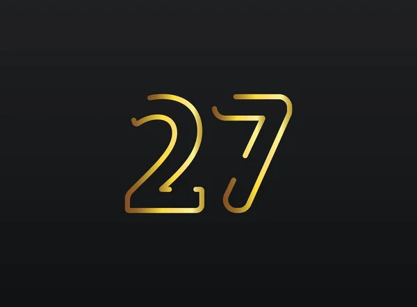 27周年記念番号ベクトル 現代的でエレガントな黄金のデザイン 第十話図 — ストックベクタ