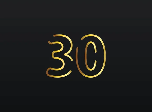 30周年庆祝数字矢量 现代典雅的金设计 第10部分说明 — 图库矢量图片