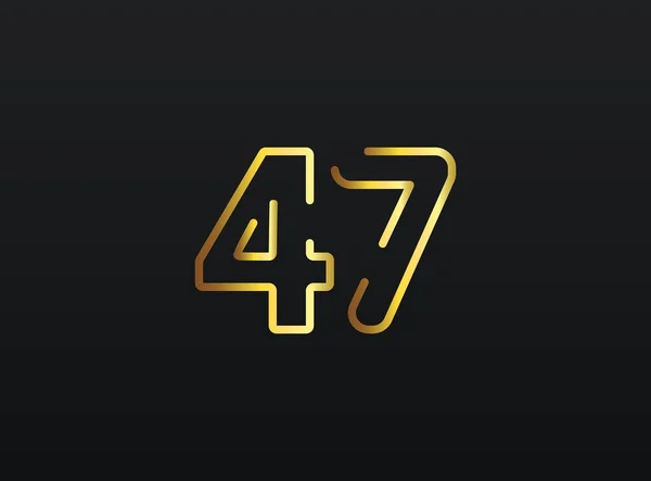 47周年記念番号ベクトル 現代的でエレガントな黄金のデザイン 第十話図 — ストックベクタ