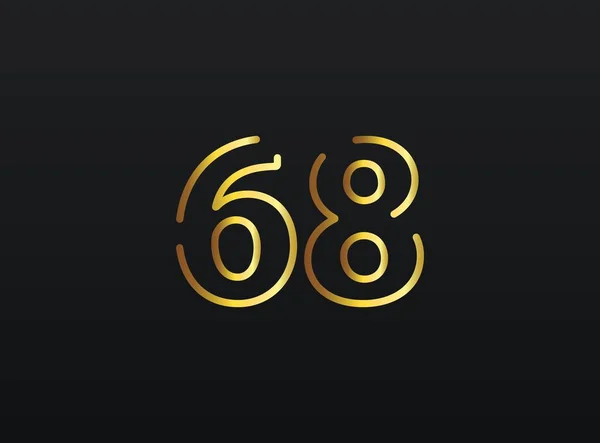 六十八周年庆祝数字矢量 现代典雅的金设计 第10部分说明 — 图库矢量图片