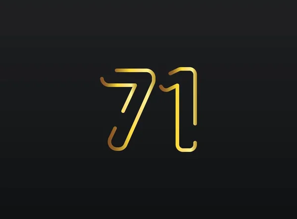 七十一周年庆祝数字矢量 现代典雅的金设计 第10部分说明 — 图库矢量图片