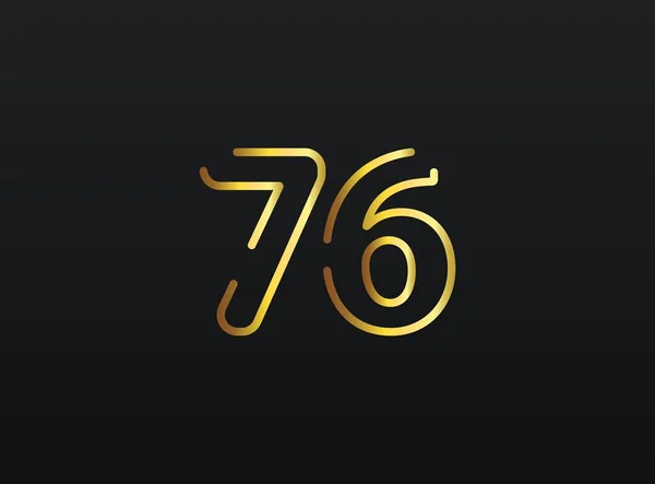 七十六周年庆祝数字矢量 现代典雅的金设计 第10部分说明 — 图库矢量图片
