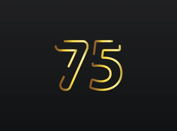 75周年庆祝数字矢量 现代典雅的金设计 第10部分说明 — 图库矢量图片