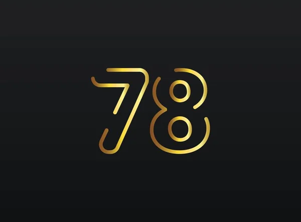 78周年庆祝数字矢量 现代典雅的金设计 第10部分说明 — 图库矢量图片