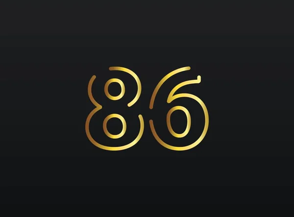 86周年庆祝数字矢量 现代典雅的金设计 第10部分说明 — 图库矢量图片