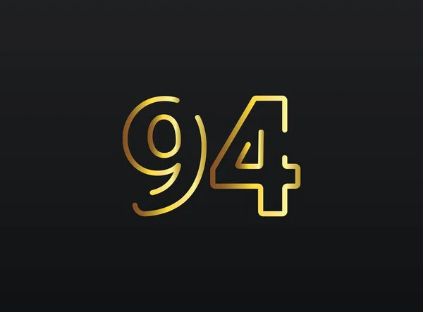 94周年庆祝数字矢量 现代典雅的金设计 第10部分说明 — 图库矢量图片