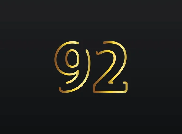 92周年庆祝数字矢量 现代典雅的金设计 第10部分说明 — 图库矢量图片