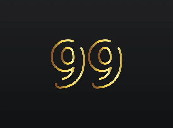 99周年記念番号ベクトル 現代的でエレガントな黄金のデザイン 第十話図 — ストックベクタ