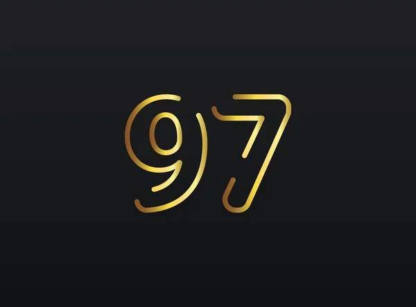97周年記念番号ベクトル 現代的でエレガントな黄金のデザイン 第十話図 — ストックベクタ
