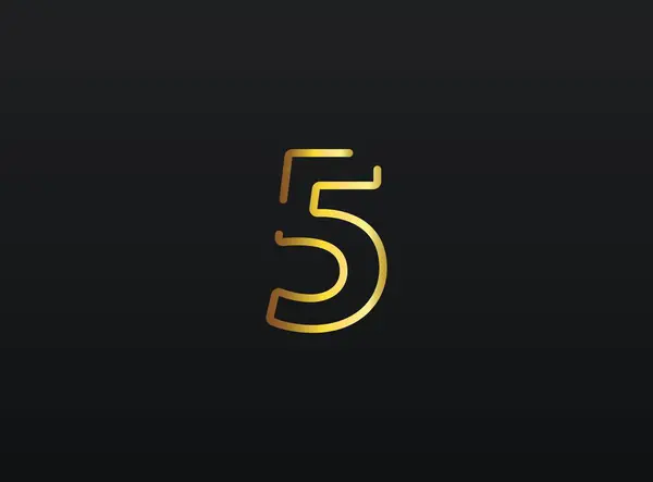 5周年記念番号ベクトル 現代的でエレガントな黄金のデザイン 第十話図 — ストックベクタ