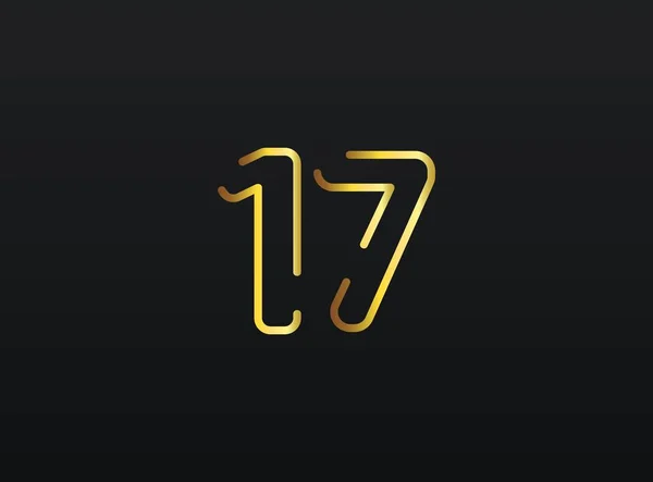 17周年庆祝数字矢量 现代典雅的金设计 第10部分说明 — 图库矢量图片