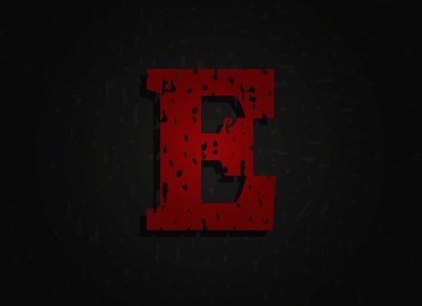 Grunge dokusundan yapılmış D vektörü kırmızı harf. Delice korku acımasız yazı tipi. Acayip bir gece teması tasarımı. Logo, marka etiketi, poster, tasarım unsurları vs. için.   