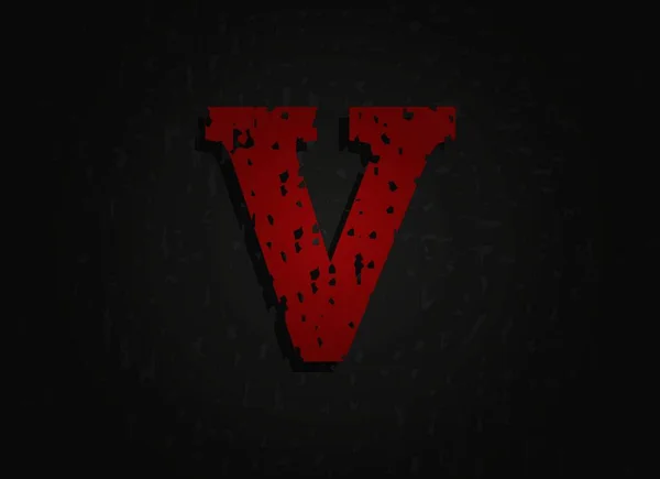 Lettre Vectorielle Rouge Texture Grunge Fonte Insane Fear Brutal Méchante — Image vectorielle