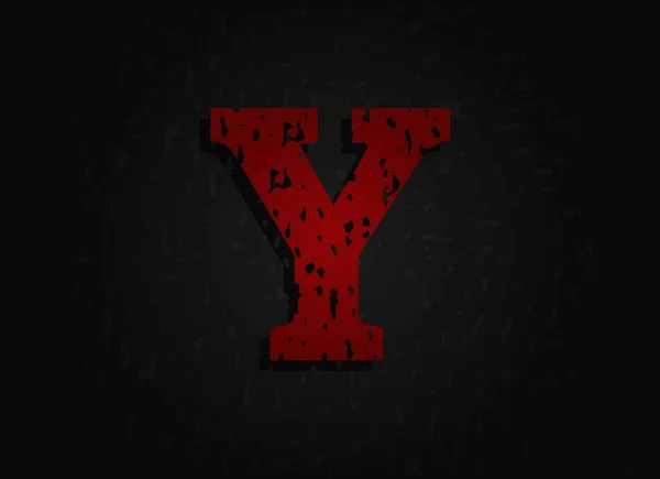 Y矢量红字由磨擦纹理制成 疯狂的恐惧残忍的字体 邪恶的夜晚主题风格设计 品牌标签 设计元素等 — 图库矢量图片