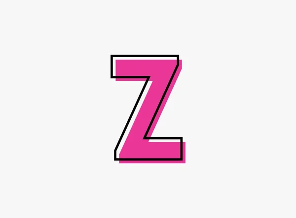 フォントピンク色の黒枠アウトラインシャドウで作られたZフォント文字 デザイン要素 ポスターなどのベクターイラスト — ストックベクタ